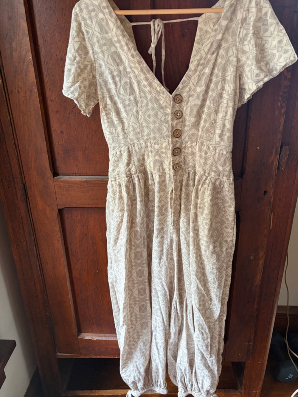 Free People One-Shoulder Cream Button-Front Dress